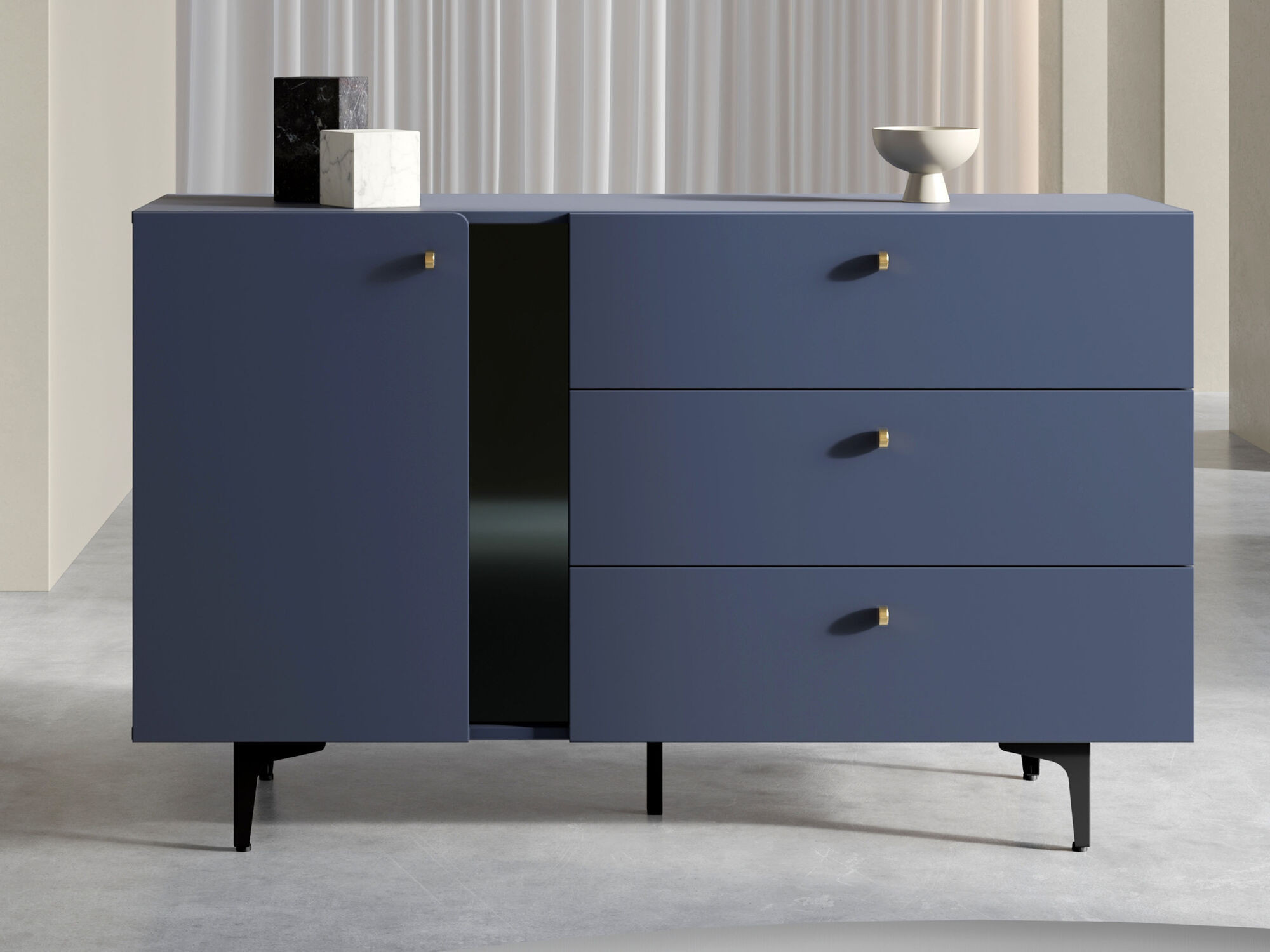 Dressoir COLORUS 1 deur 3 lades blauw