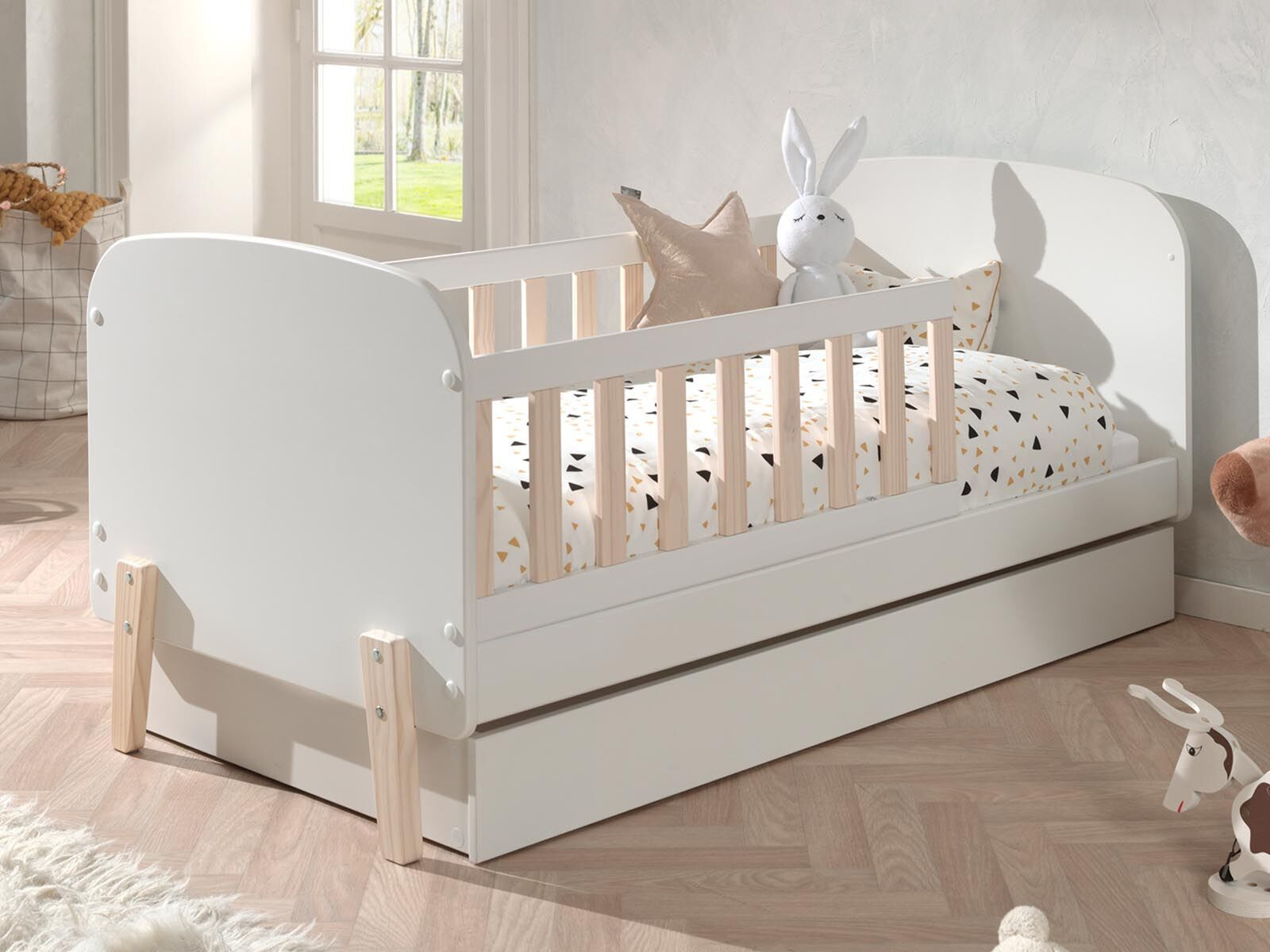 Kinderbed KIKI 70x140 cm wit met bedlade