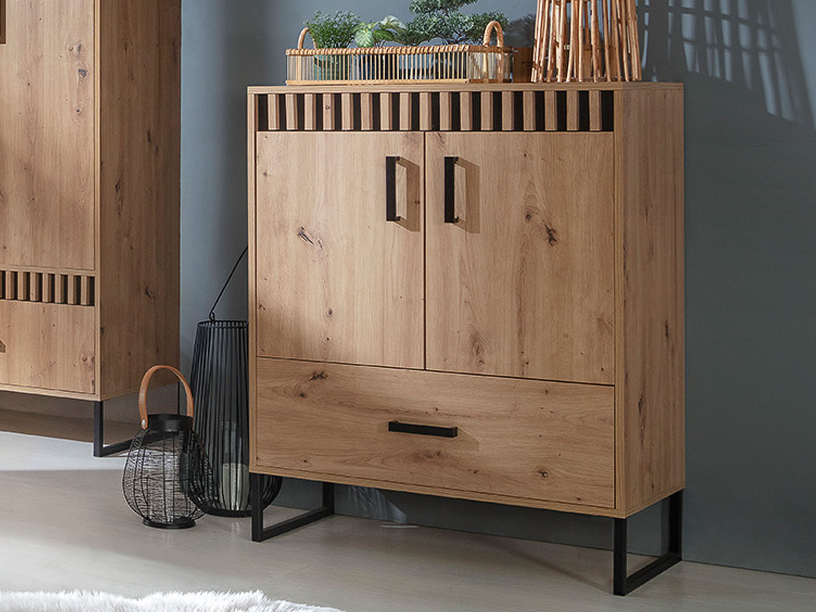 Commode LAMINE 2 deuren 1 lade artisan eik