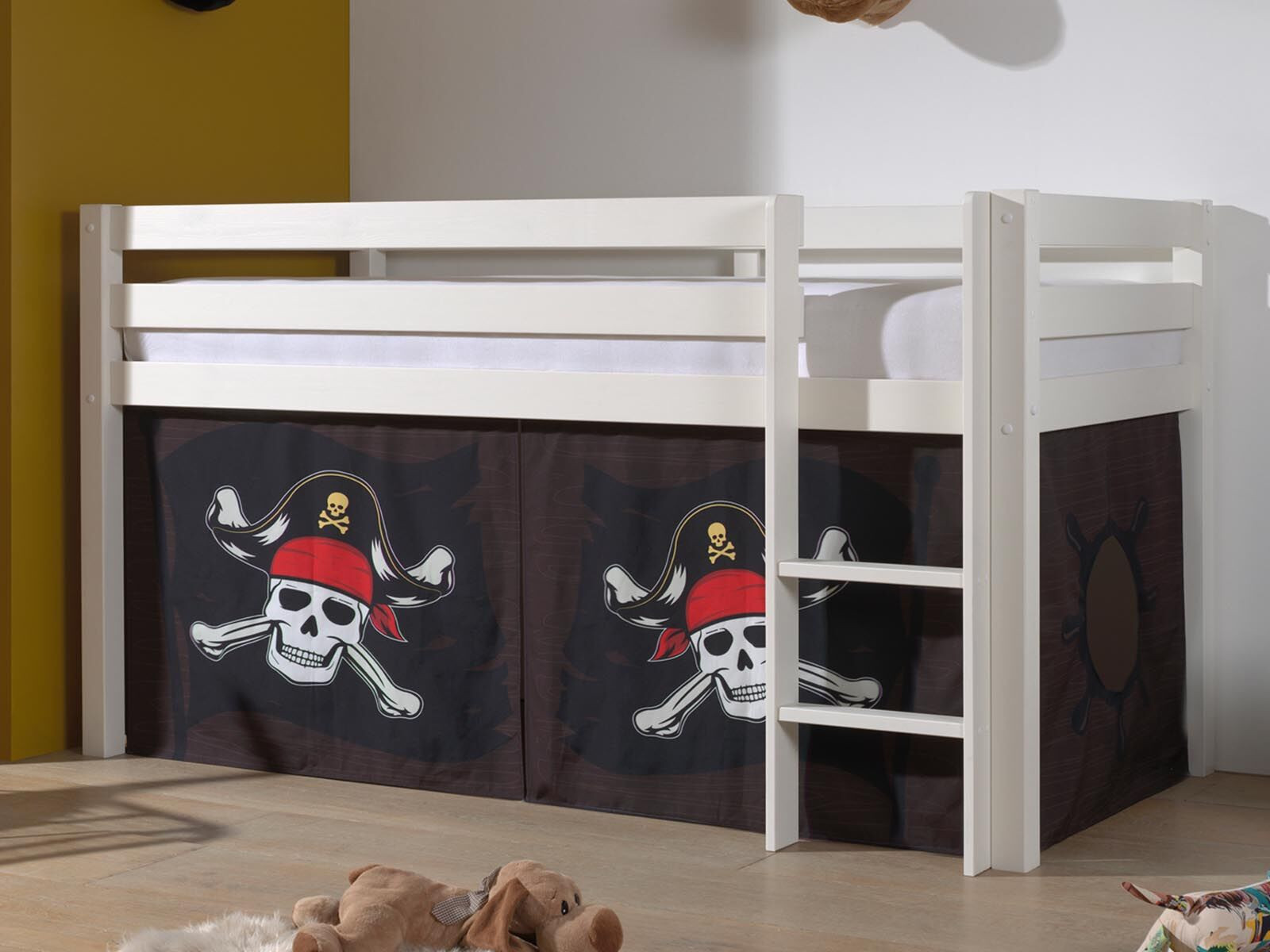 Bed ALIZE halfhoogslaper 90x200 cm witte pijnboom tent Pirate des Caraïbes II