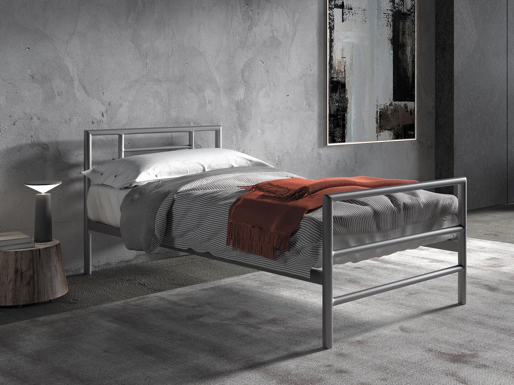 Bed FASANO 90x200 cm metaal grijs