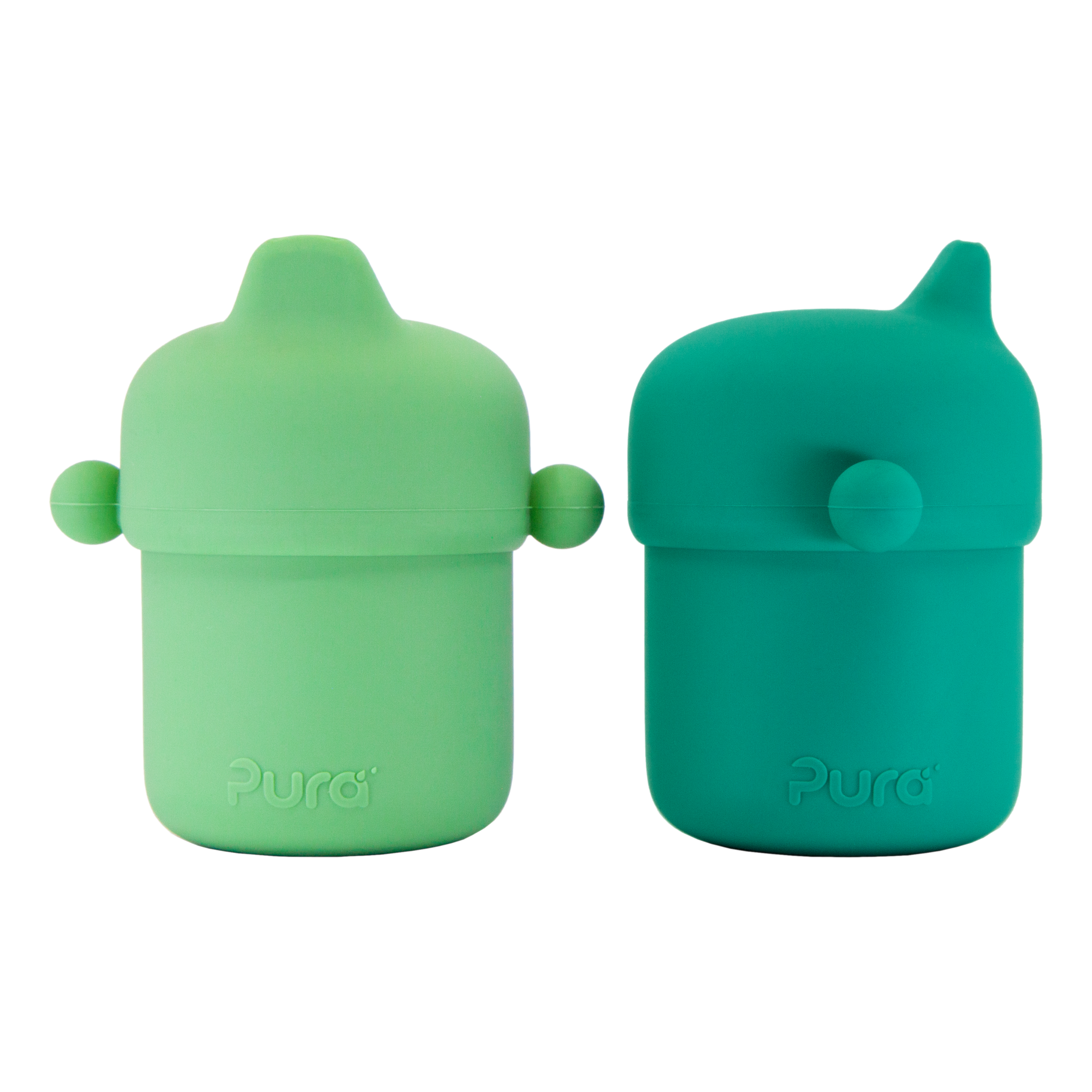 Pura my-my silicone tuitbeker 150ml | 2-pack (Mint en Moss)
