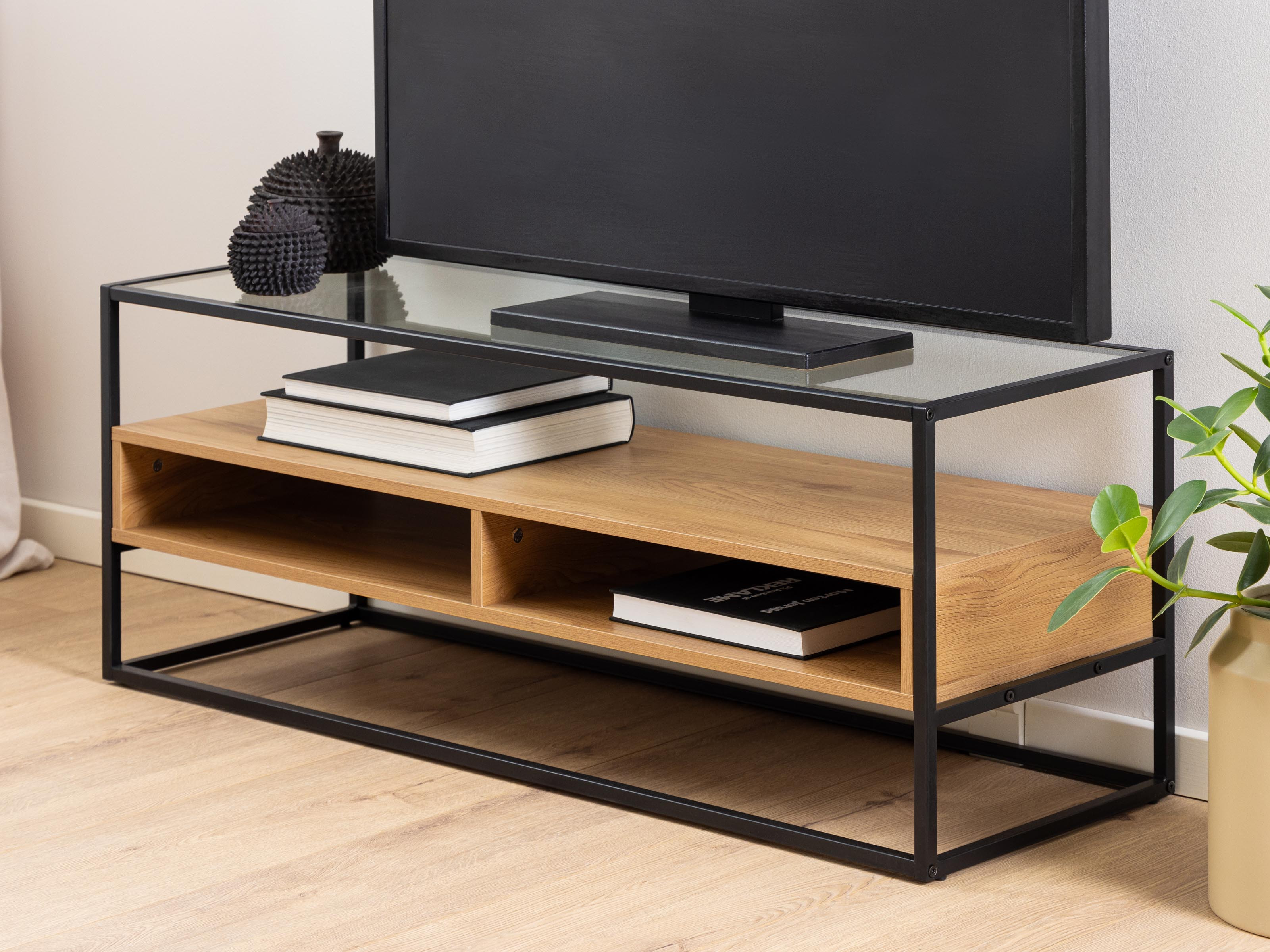 Tv-meubel DOLFY 120 cm wilde eik/zwart