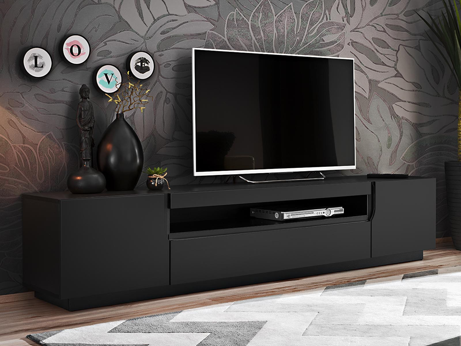 Tv-meubel EASTER 3 deuren mat zwart
