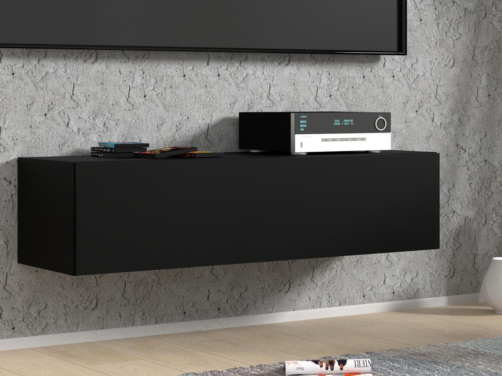 Tv-meubel BINTO 1 deur 120 cm zwart/phanton zwart