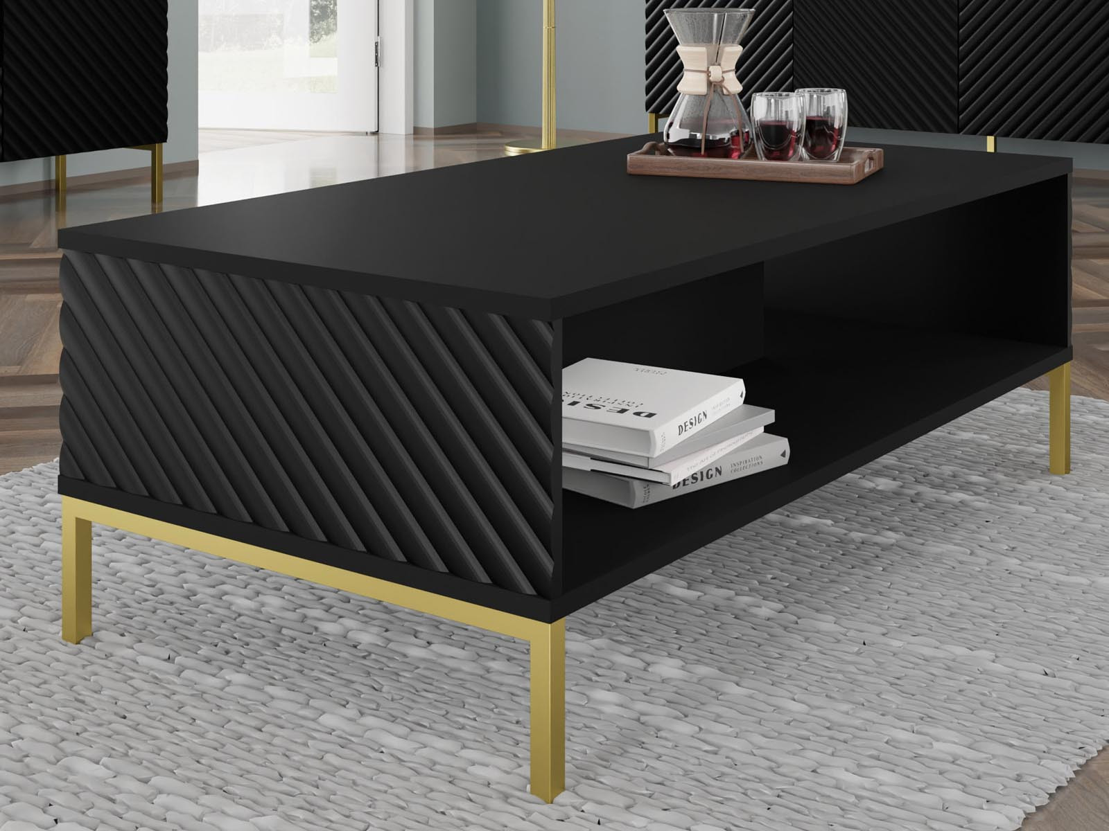 Rechthoekige salontafel SURAFU 90 cm zwart