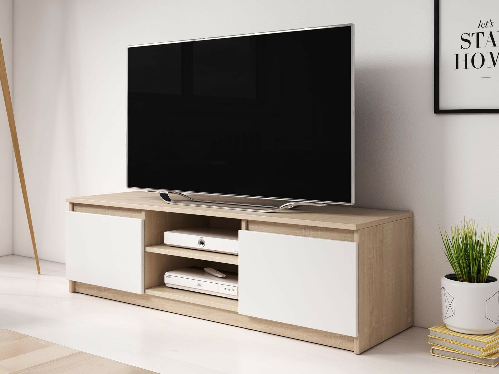 TV-meubel DELLING 2 deuren sonoma/wit met verlichting