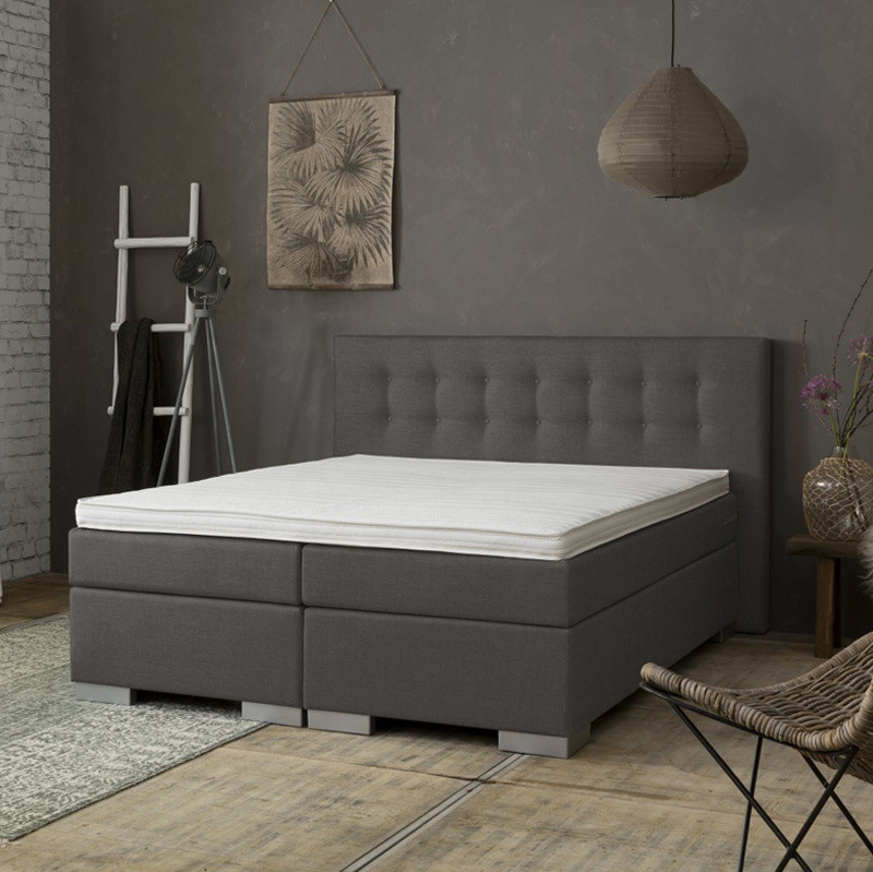 2-Persoons Boxspring - Frig Lounge - Antraciet 160x200 cm - Pocketvering - Inclusief Topper - Dekbed-Discounter.nl