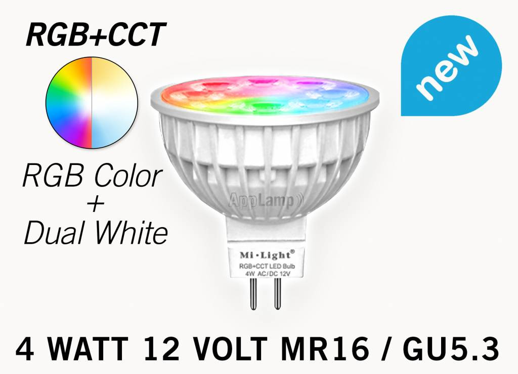 Mi·Light Mi-light 4W RGBW & Dual White 12V MR16 GU5.3 LED Spot