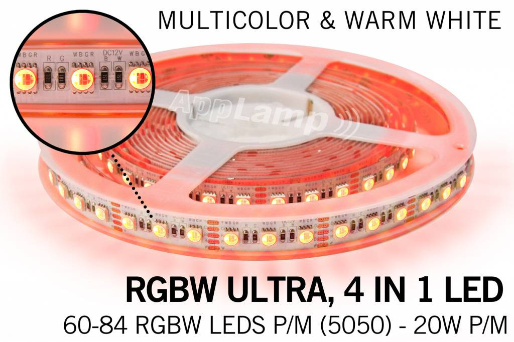 RGB & Warm Wit Ultra 4 in 1 Led Strip | 60-84 Leds pm Type 5050 17W pm