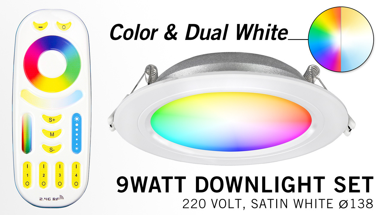 Mi·Light Mi-Light 9W RGBWW Kleur + Dual White LED Inbouwspot + Afstandsbediening