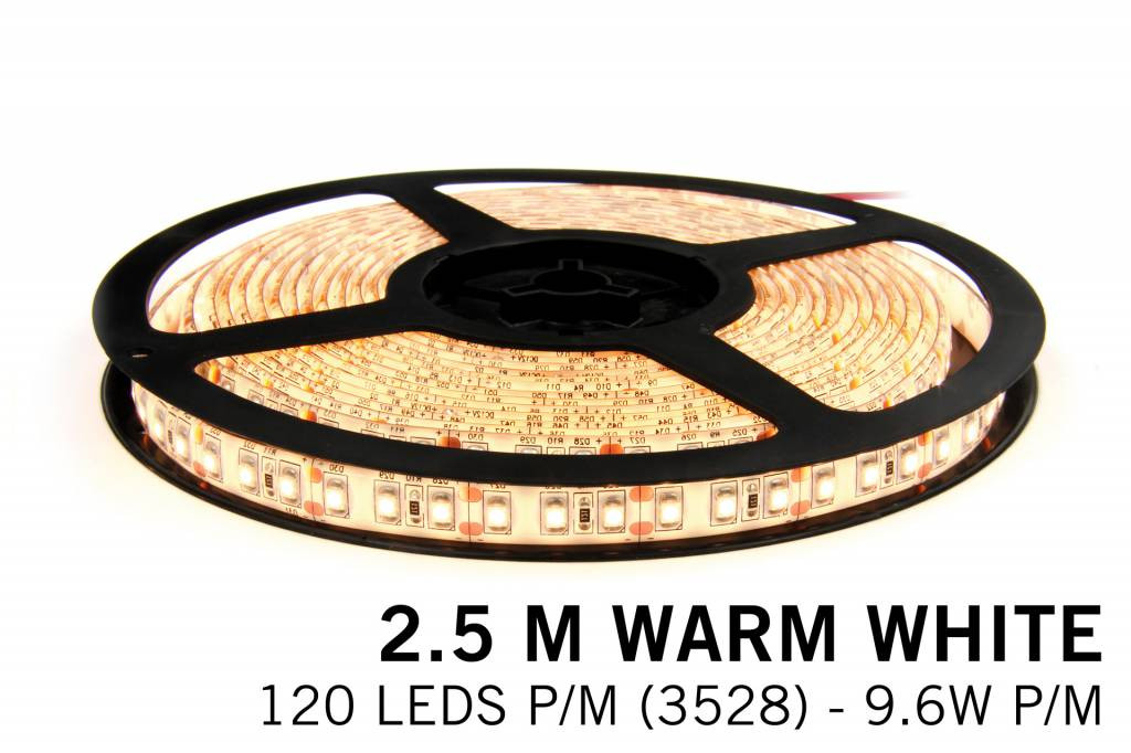 Warm Wit Led Strip | 2,5m 120 Leds pm Type 2835 12V Losse Strip