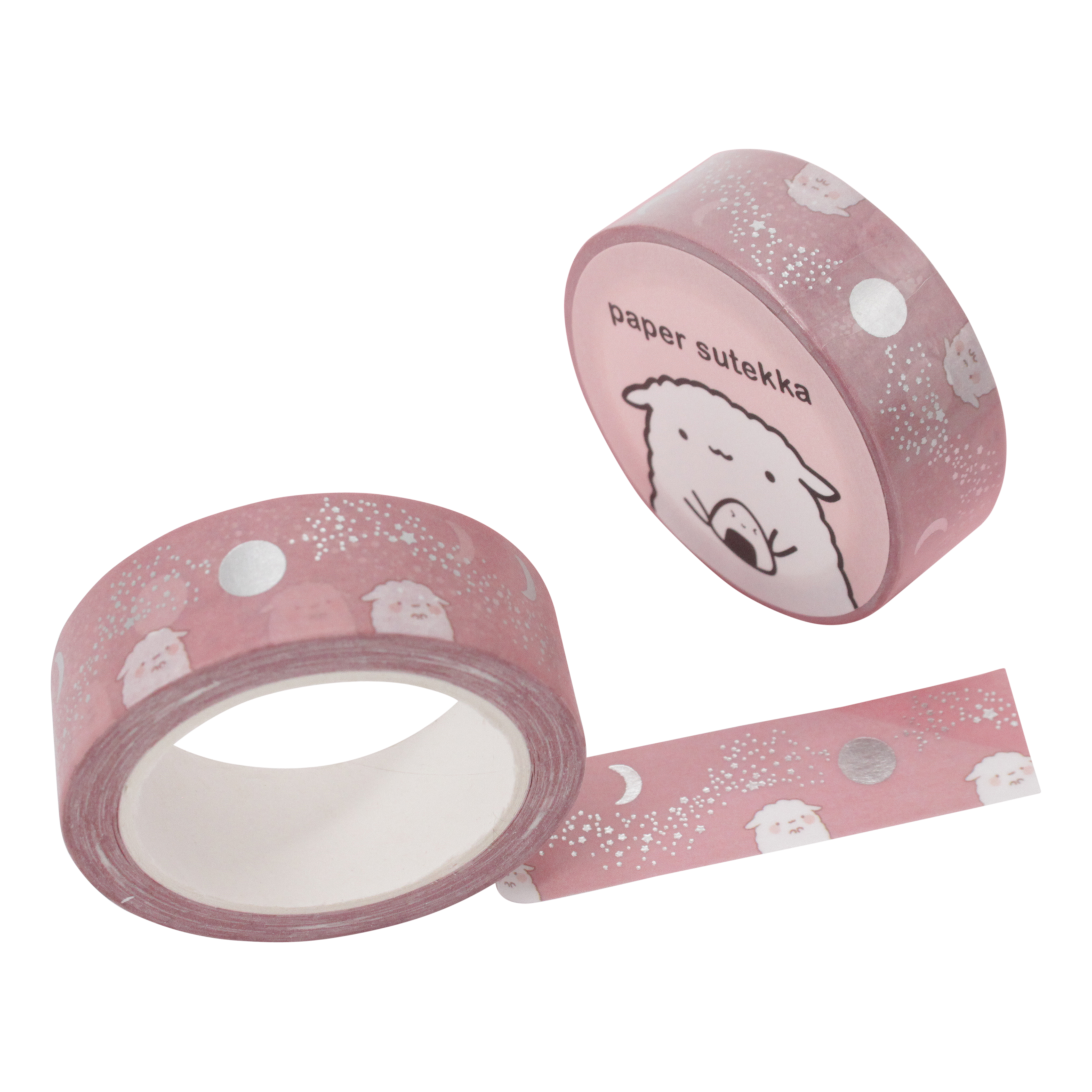 Washi Tape - Dusty Rose Stardust and Moon Mika - Silver Foil