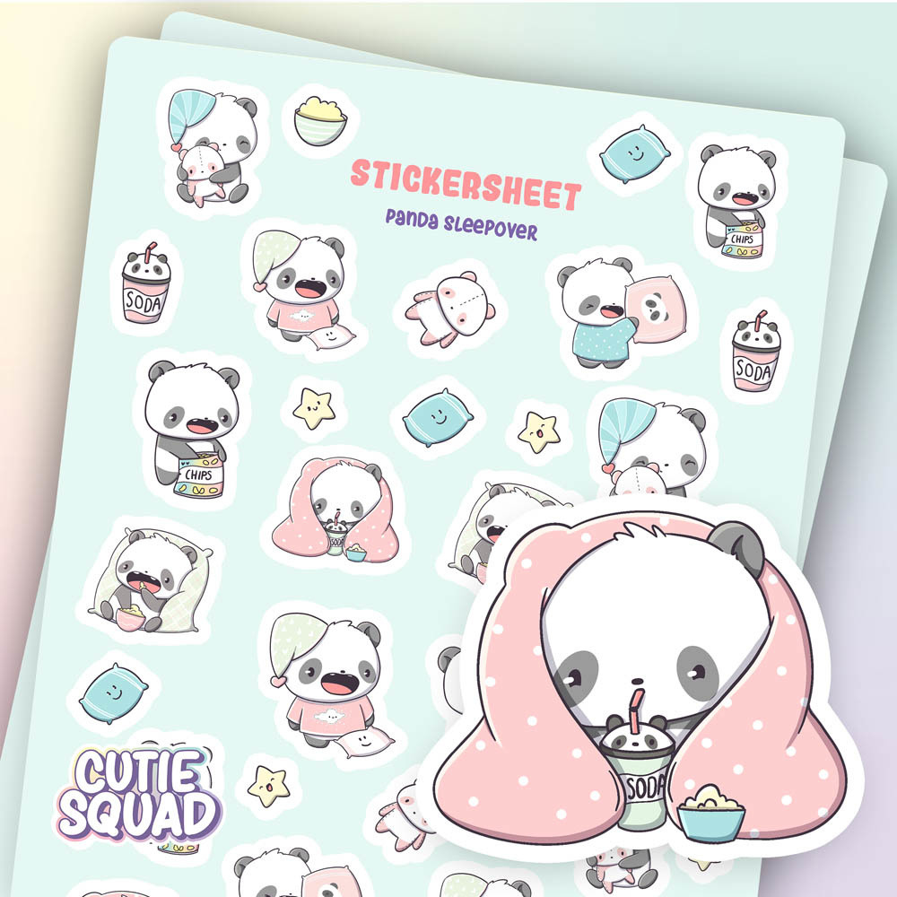 CutieSquad Stickervel - Panda Sleepover