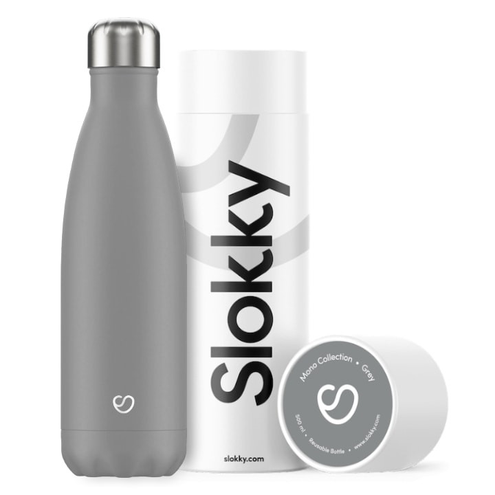 Slokky - Geïsoleerde Drinkfles - 500 ml Mono Grey