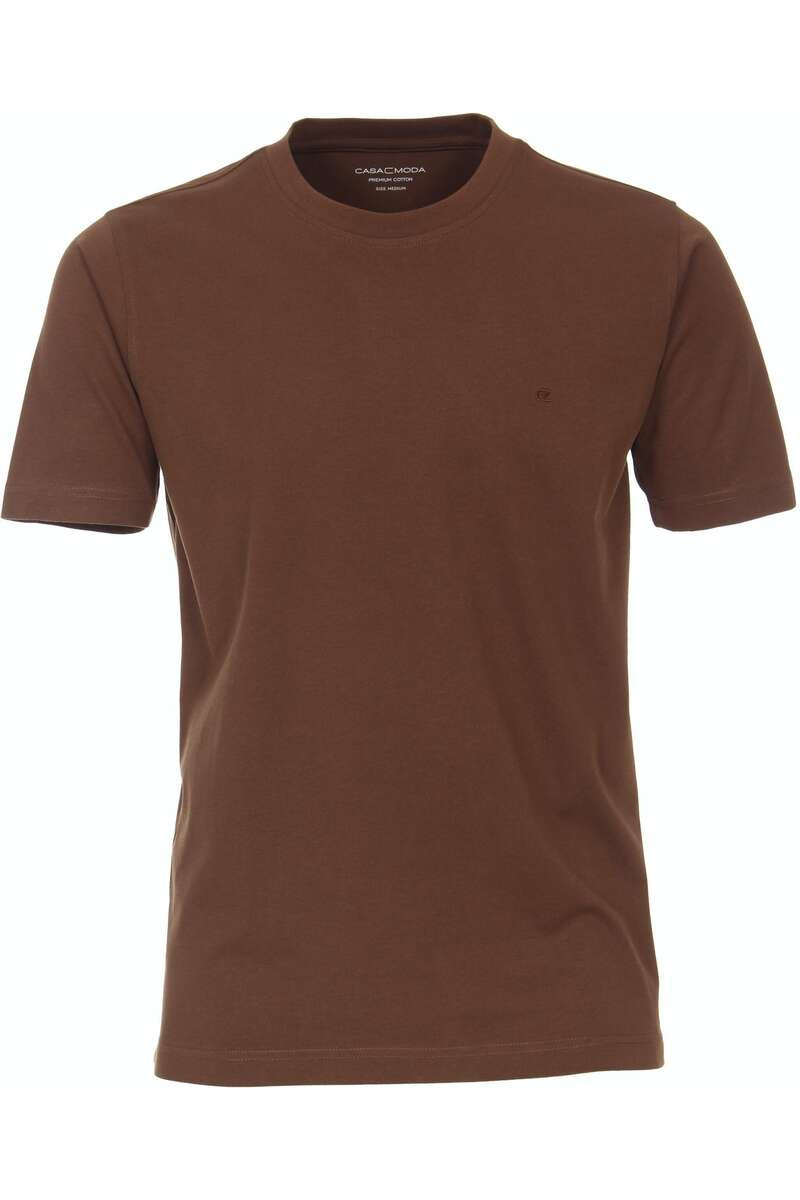 Casa Moda Casual Fit T-Shirt ronde hals bruin, Effen