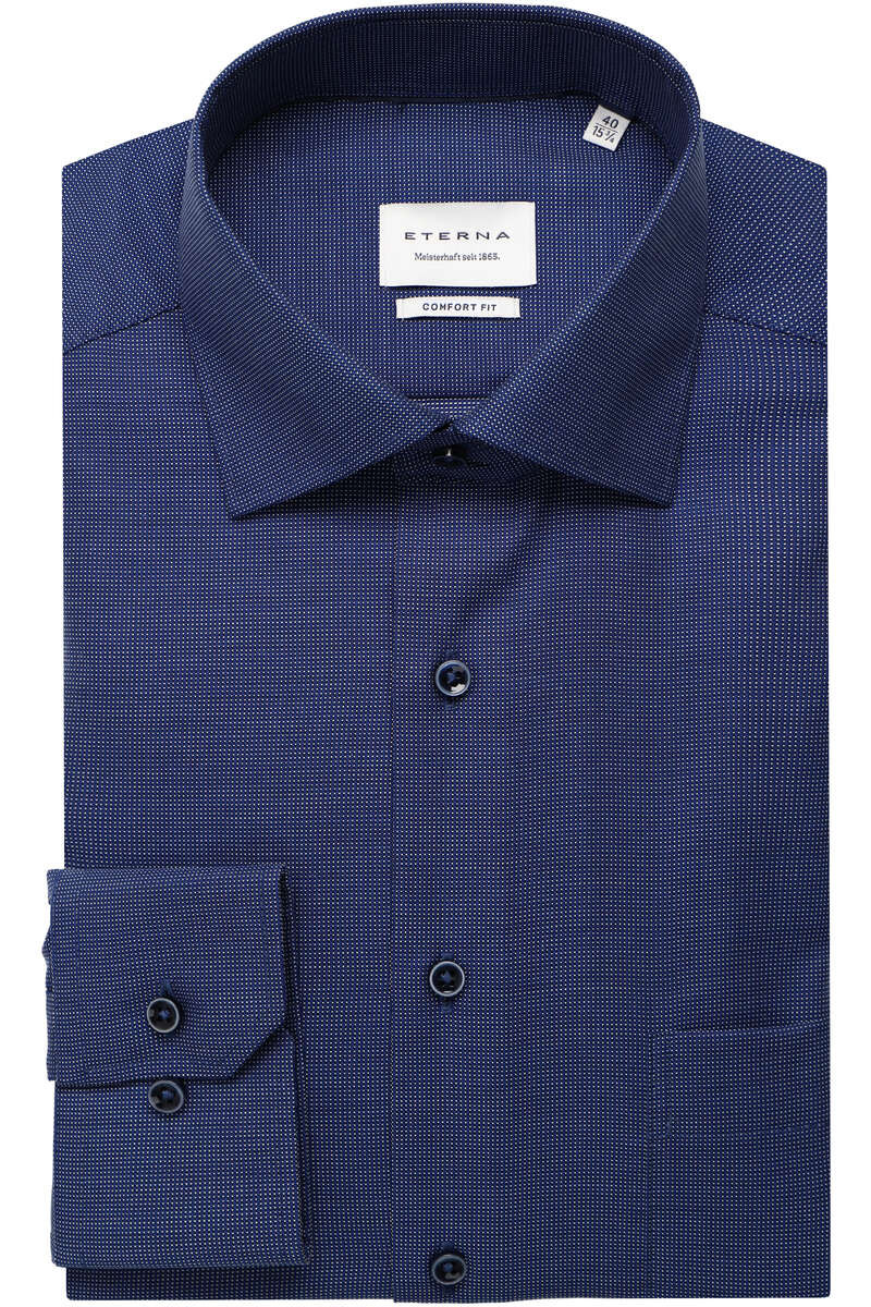 ETERNA Comfort Fit Overhemd blauw, Gestructureerd
