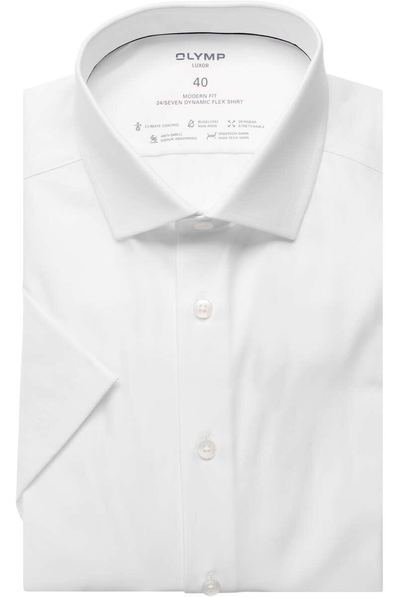 OLYMP Luxor 24/Seven Dynamic Flex Modern Fit Jersey shirt wit, Effen