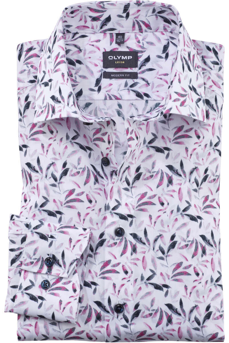 OLYMP Luxor Modern Fit Overhemd roze/wit, Motief