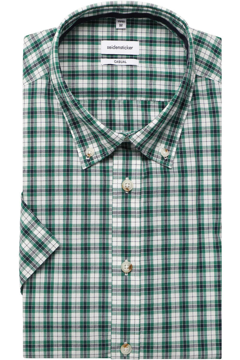 Seidensticker Casual Regular Fit Overhemd Korte mouw blauw/groen/wit