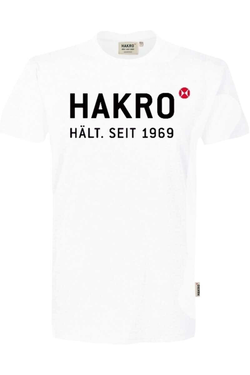 HAKRO Regular Fit T-Shirt ronde hals wit, Bedrukt
