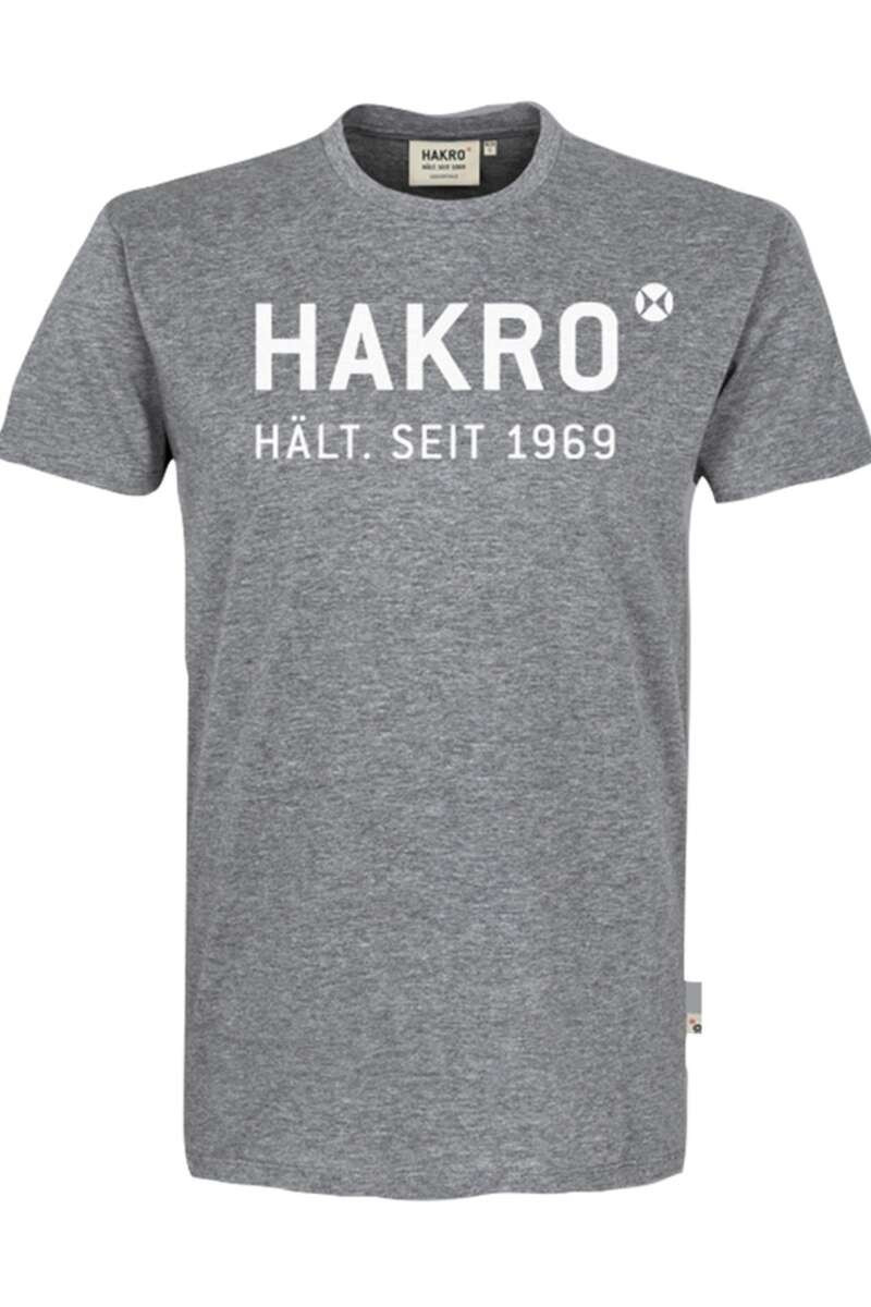 HAKRO Regular Fit T-Shirt ronde hals grijs, Bedrukt