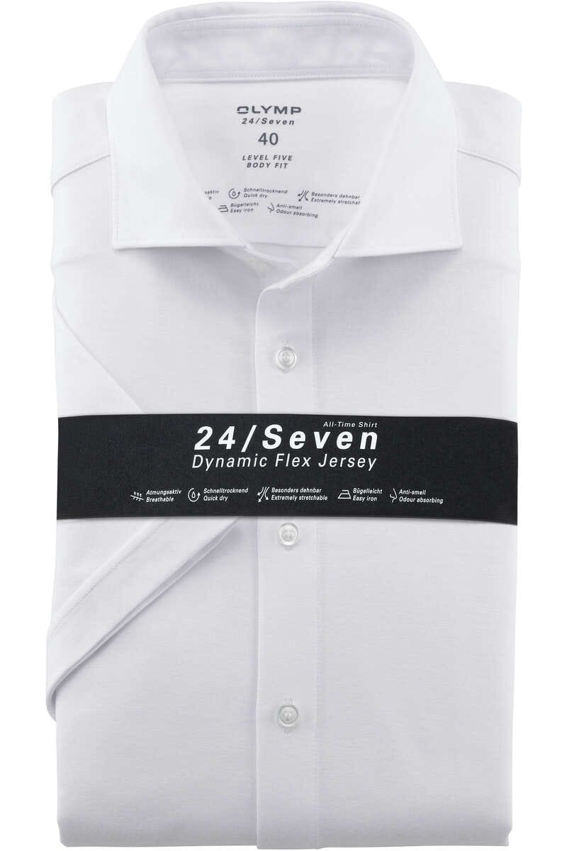 OLYMP Level Five 24/Seven Body Fit Jersey shirt wit, Effen