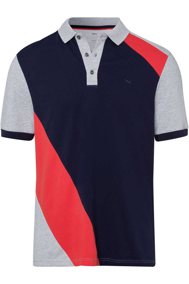 Brax Casual Modern Fit Polo shirt Korte mouw blauw/rood
