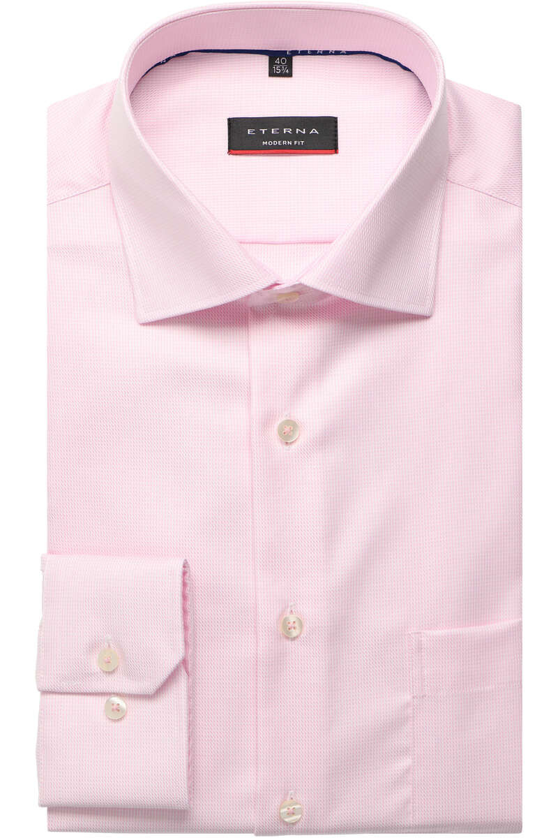 ETERNA Modern Fit Overhemd roze, Gestructureerd