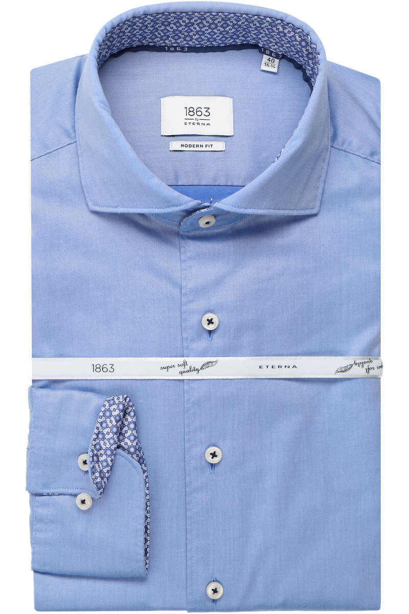 ETERNA 1863 Modern Fit Overhemd middenblauw, Effen