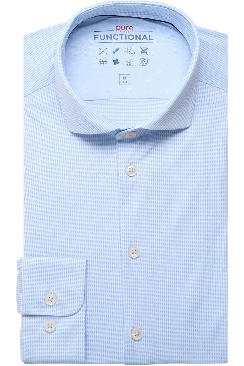 Pure Functional Slim Fit Jersey shirt lichtblauw/wit, Motief