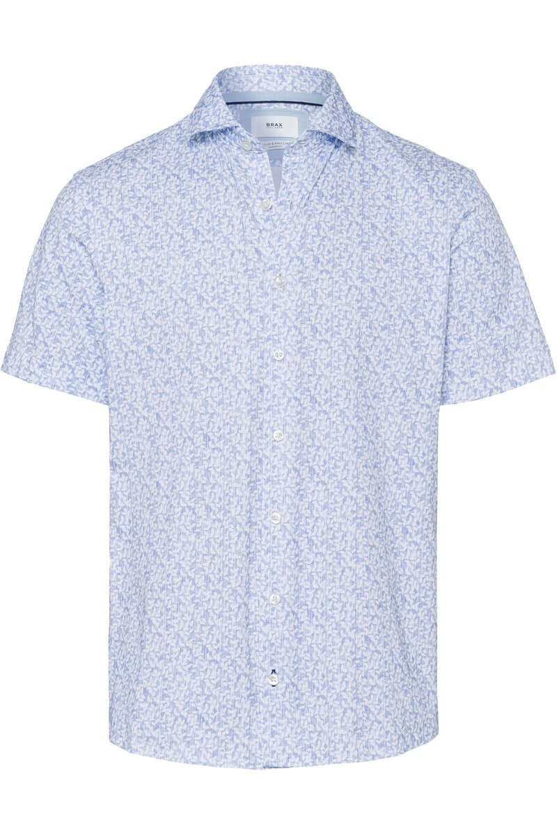Brax Modern Fit Overhemd Korte mouw lichtblauw/wit