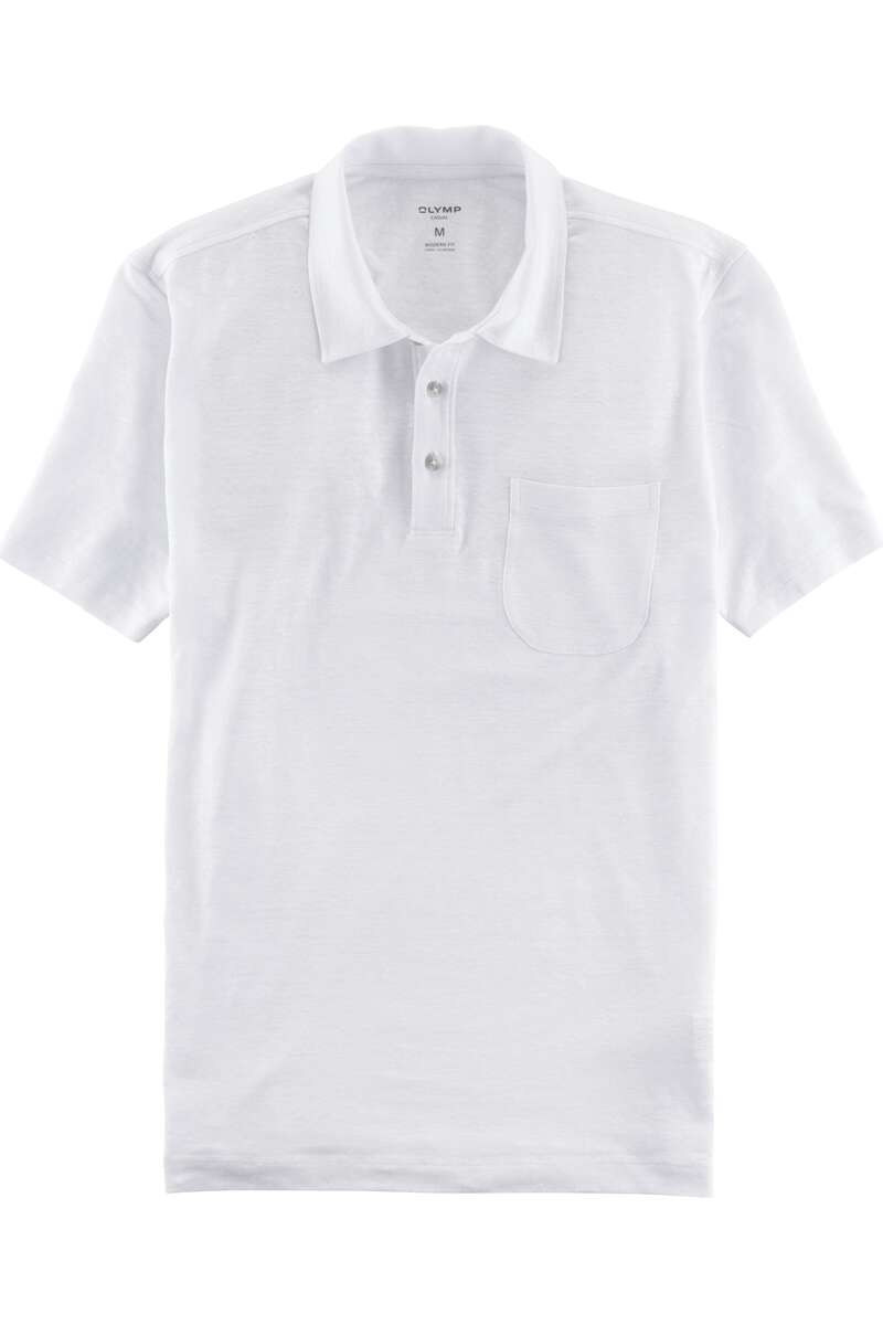 OLYMP Casual Modern Fit Polo shirt Korte mouw gebroken wit