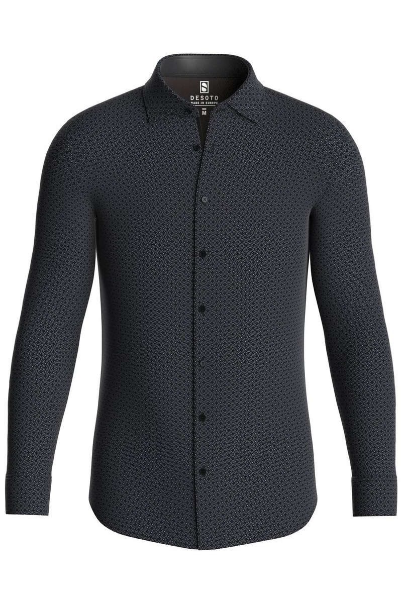 Desoto Slim Fit Jersey shirt zwart, Motief