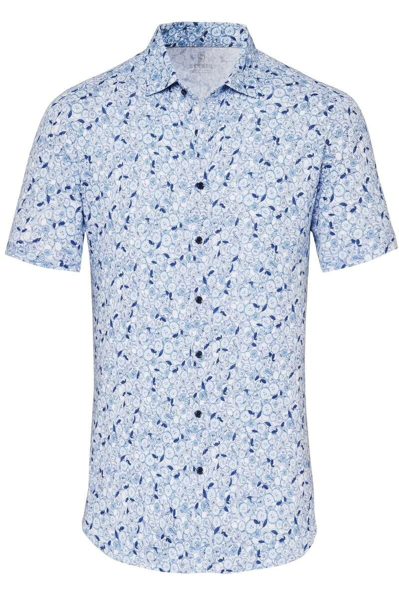 Desoto Slim Fit Jersey shirt lichtblauw, Motief