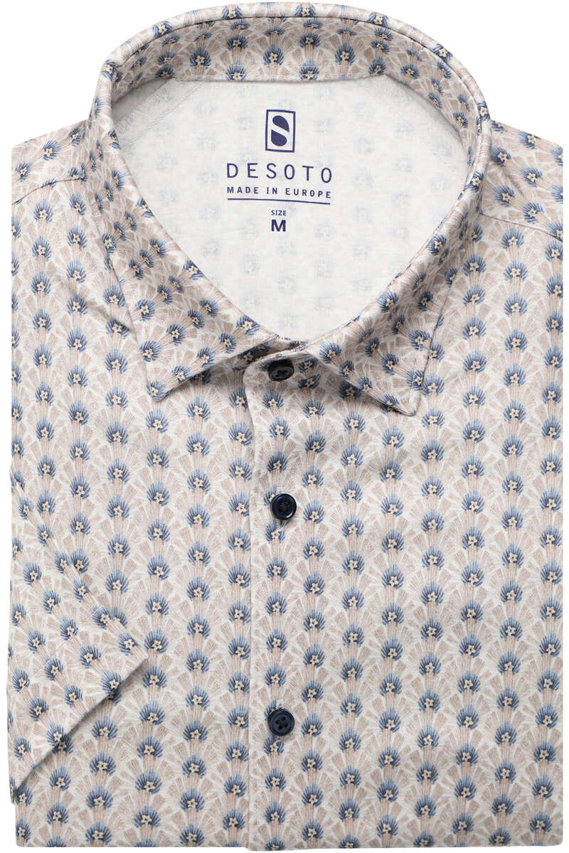 Desoto Slim Fit Jersey shirt beige, Motief