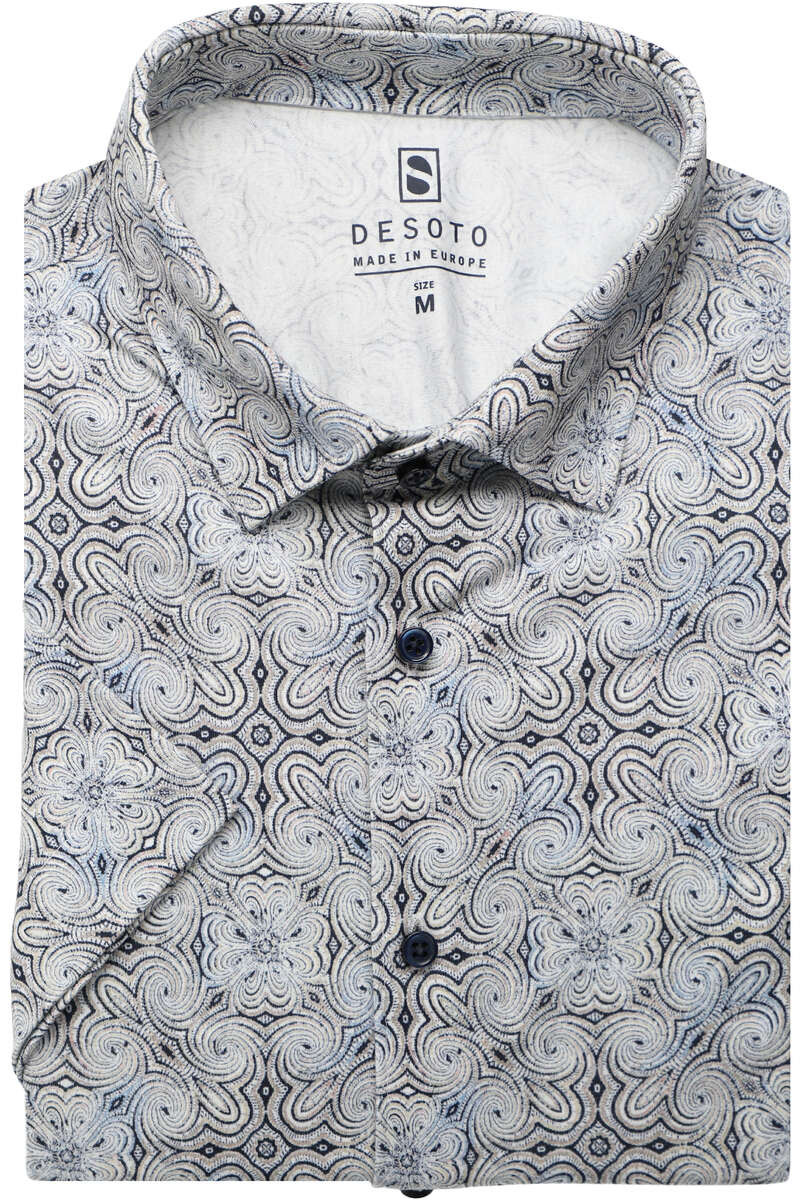 Desoto Slim Fit Jersey shirt blauw, Paisley