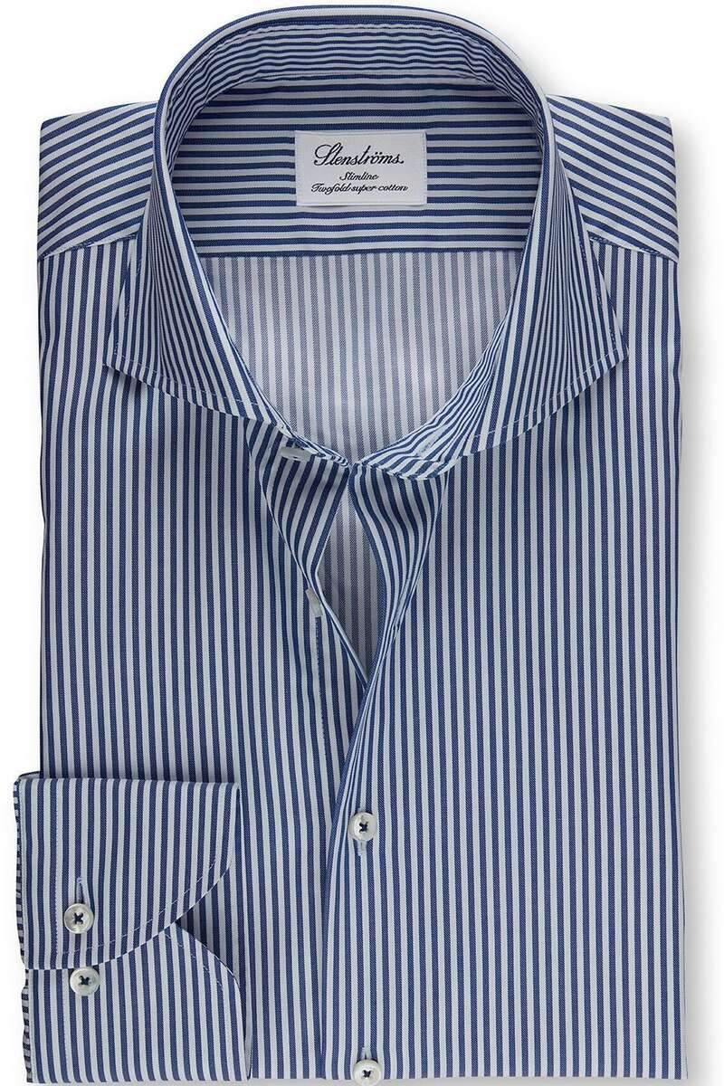 Stenströms Slimline Overhemd blauw/wit, Gestreept