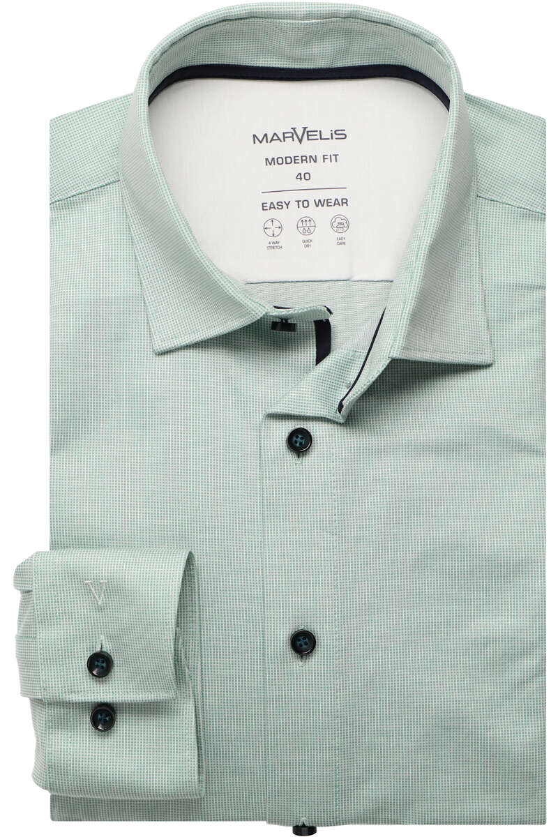 Marvelis Modern Fit Jersey shirt lichtgroen, Gestructureerd