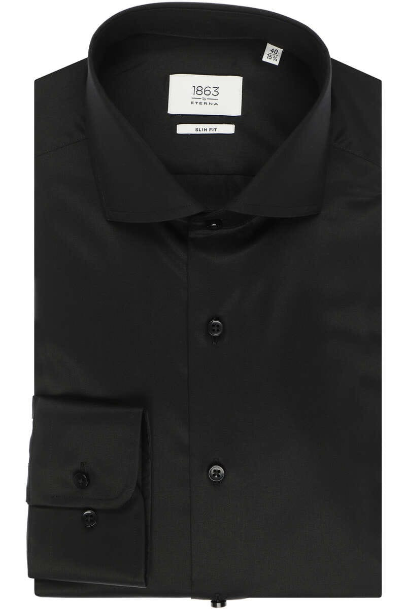 ETERNA 1863 Slim Fit Overhemd zwart, Effen
