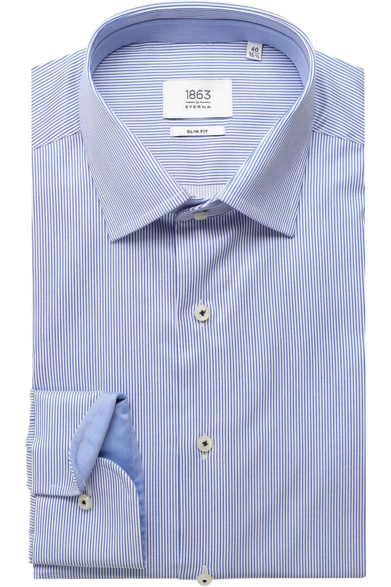 ETERNA 1863 Slim Fit Overhemd middenblauw, Gestreept