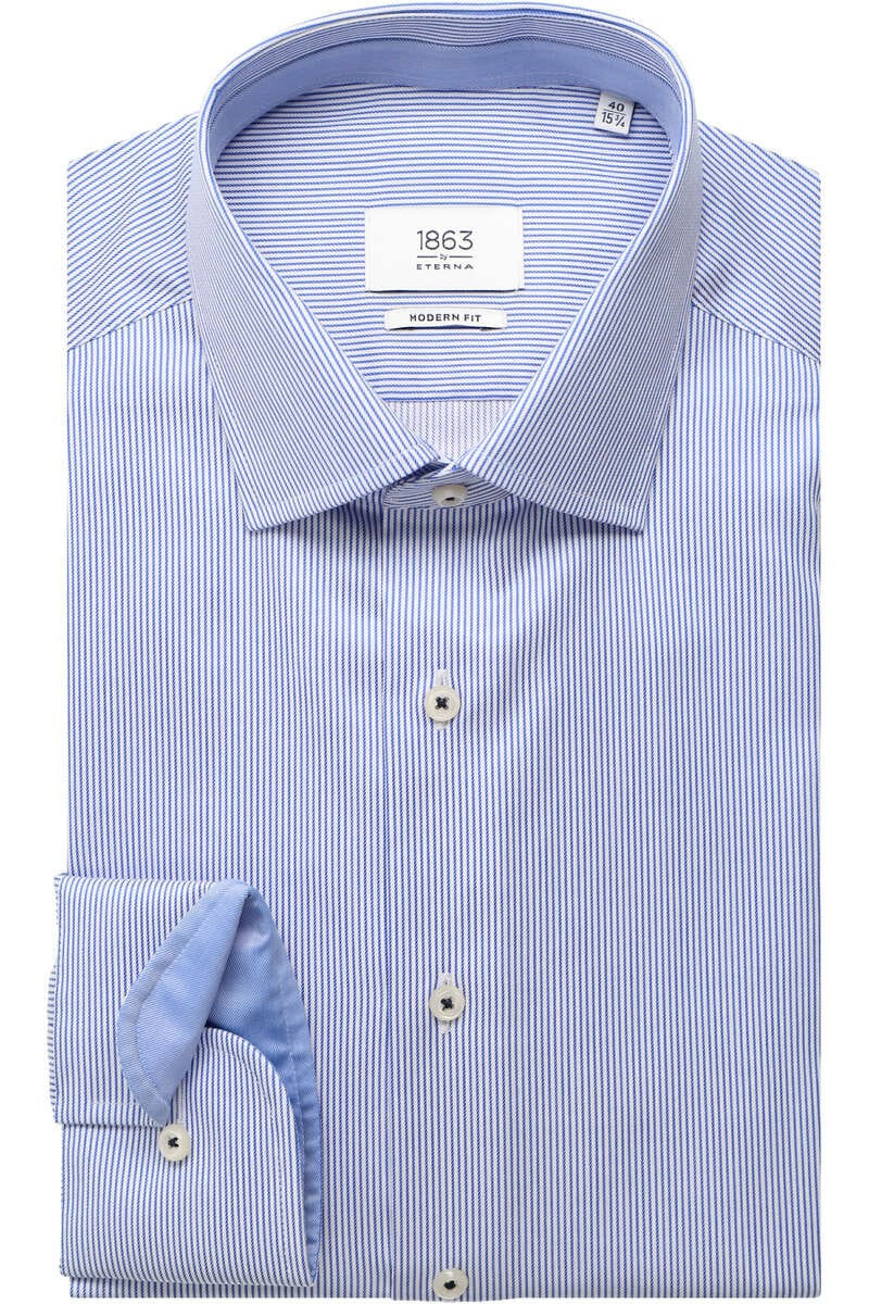 ETERNA 1863 Modern Fit Overhemd middenblauw, Gestreept