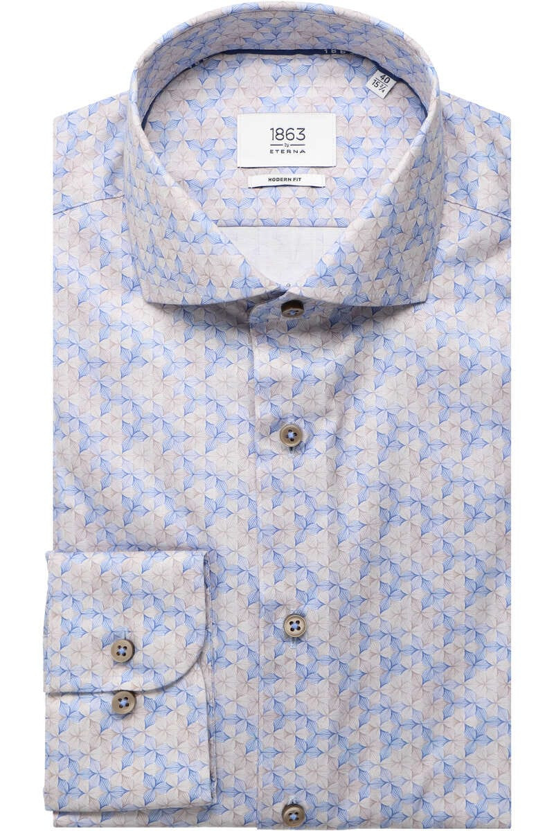 ETERNA 1863 Modern Fit Overhemd middenblauw, Motief