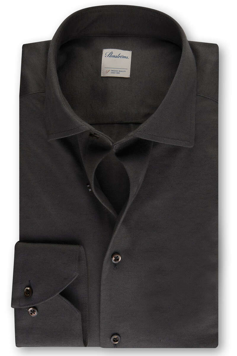 Stenströms Slimline Jersey shirt bruin, Effen
