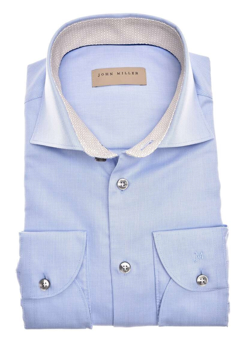 John Miller Tailored Fit Overhemd lichtblauw, Effen