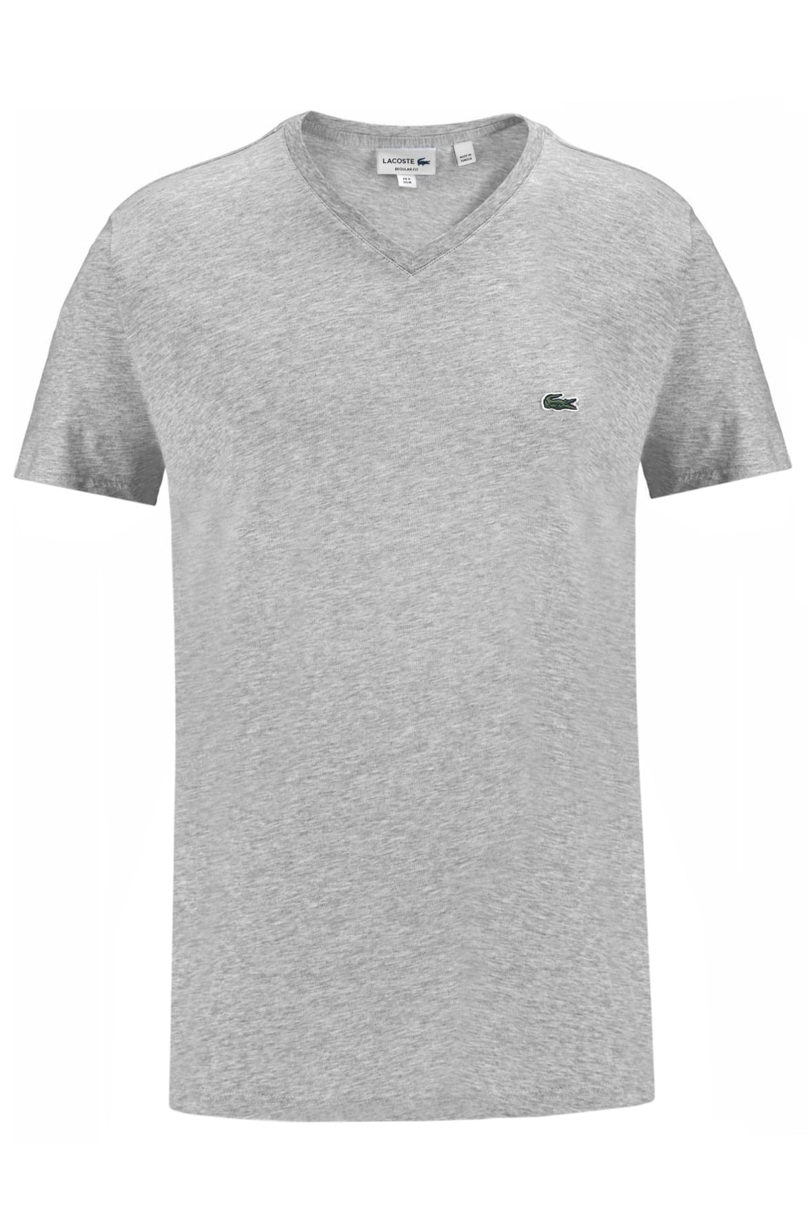 Lacoste Regular Fit T-Shirt V-hals grijs, Effen