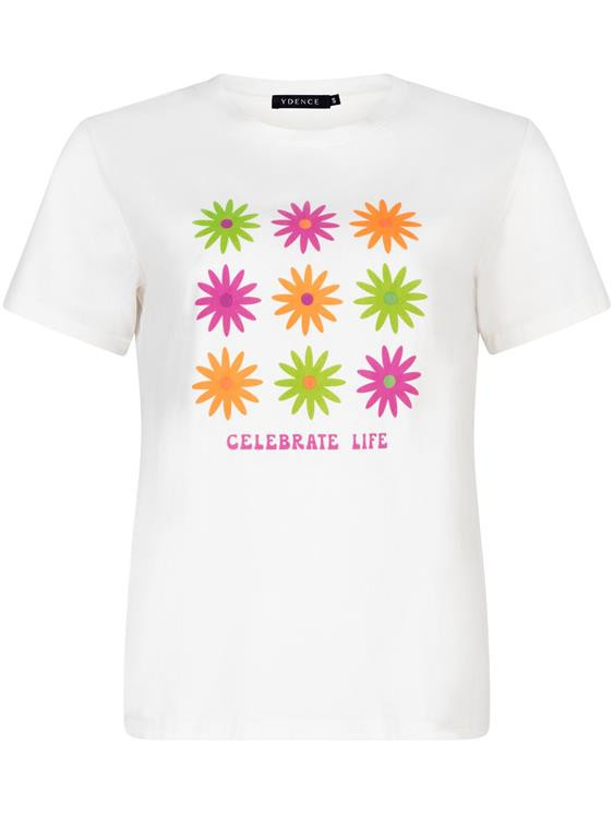 Ydence T-shirt Celebrate life Fuchsia/green