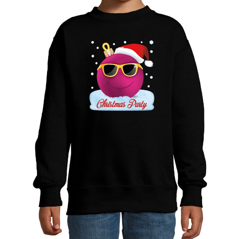 Foute kersttrui / sweater coole kerstbal zwart voor meisjes