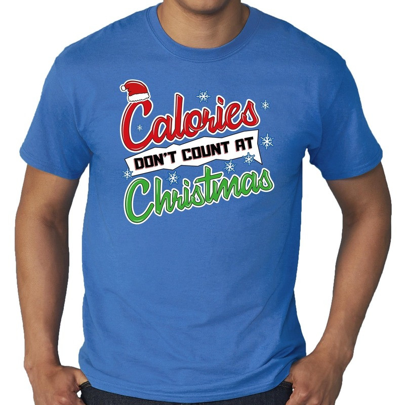 Grote maten foute Kerst shirt christmas calories blauw heren