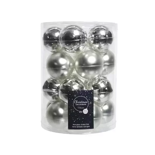 Kerstbal glas zilver 20st